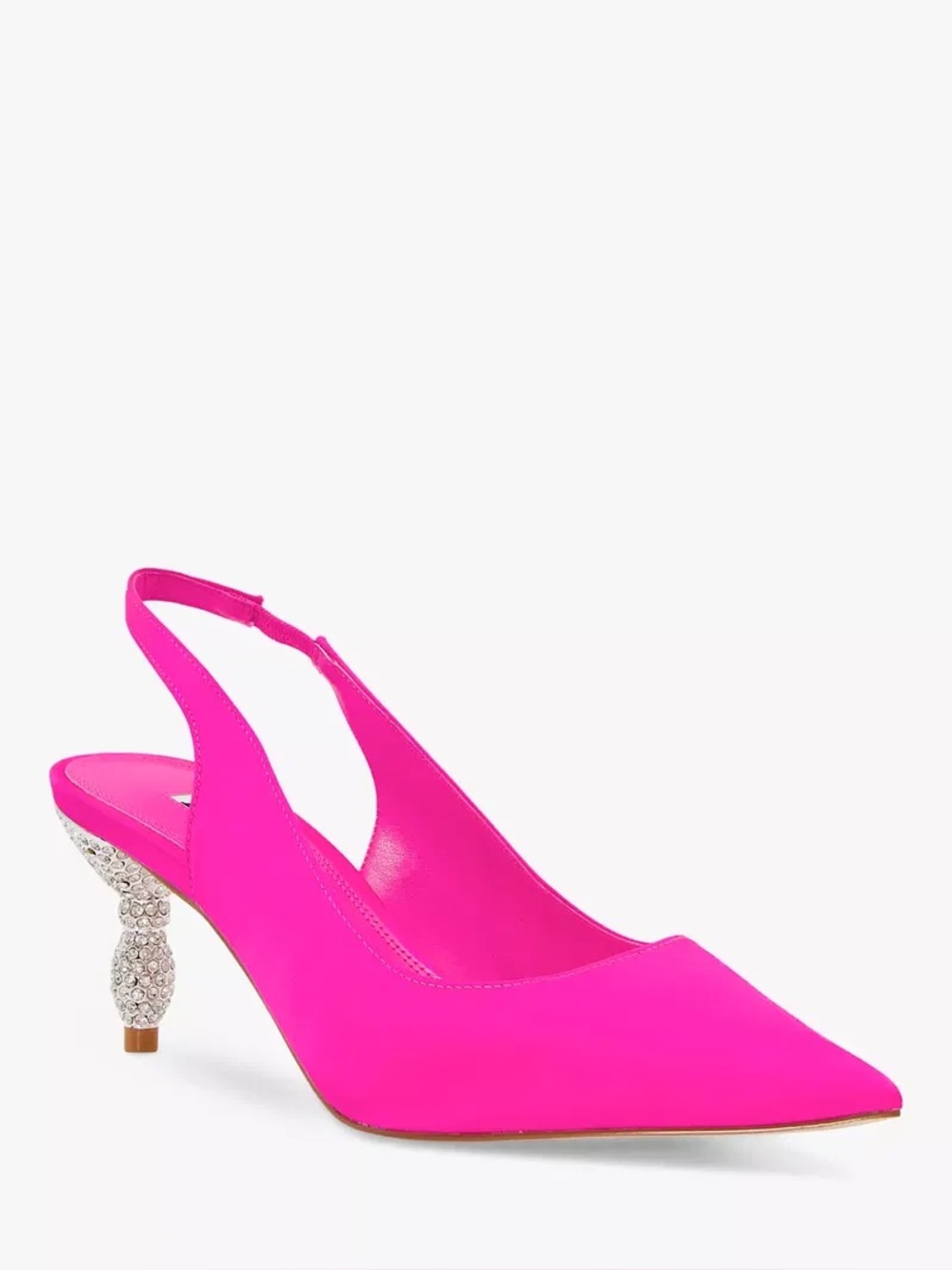 DUNE LONDON FUSHIA PINK Crystal Embellished Heel Slingback Satin Shoes - Size 40